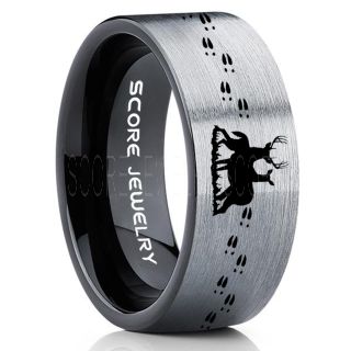 Buck and Doe Ring, Buck and Doe Wedding Ring, Silver Tungsten Ring, Silver Wedding Band, Buck and Doe Wedding Band, Buck and Doe Band, Hunting Wedding Band