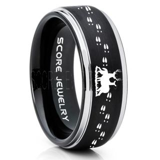 Buck and Doe Ring, Buck and Doe Wedding Ring, Black Tungsten Ring, Black Wedding Band, Buck and Doe Wedding Band, Buck and Doe Band, Hunting Wedding Band