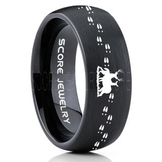 Buck and Doe Ring, Buck and Doe Wedding Ring, Black Tungsten Ring, Black Wedding Band, Buck and Doe Wedding Band, Buck and Doe Band, Hunting Wedding Band