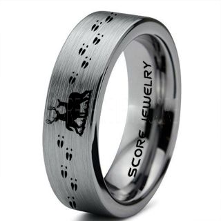 Buck and Doe Ring, Buck and Doe Wedding Ring, Silver Tungsten Ring, Silver Wedding Band, Buck and Doe Wedding Band, Buck and Doe Band, Hunting Wedding Band