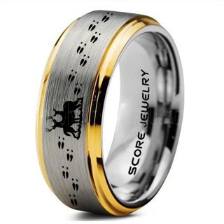 Buck and Doe Ring, Buck and Doe Wedding Ring, Silver Tungsten Ring, Silver Wedding Band, Buck and Doe Wedding Band, Buck and Doe Band, Hunting Wedding Band