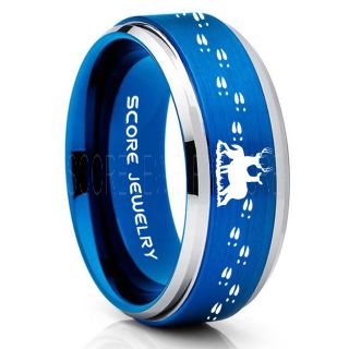 Buck and Doe Ring, Buck and Doe Wedding Ring, Blue Tungsten Ring, Blue Wedding Band, Buck and Doe Wedding Band, Buck and Doe Band, Hunting Wedding Band