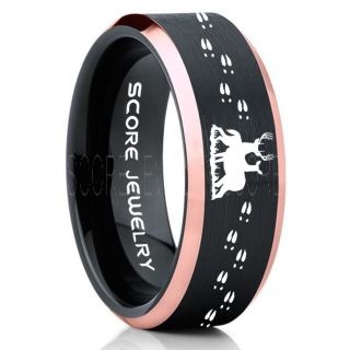 Buck and Doe Ring, Buck and Doe Wedding Ring, Black Tungsten Ring, Black Wedding Band, Buck and Doe Wedding Band, Buck and Doe Band, Hunting Wedding Band