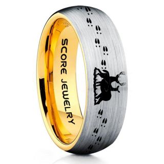 Buck and Doe Ring, Buck and Doe Wedding Ring, Silver Tungsten Ring, Silver Wedding Band, Buck and Doe Wedding Band, Buck and Doe Band, Hunting Wedding Band