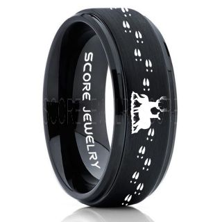 Buck and Doe Ring, Buck and Doe Wedding Ring, Black Tungsten Ring, Black Wedding Band, Buck and Doe Wedding Band, Buck and Doe Band, Hunting Wedding Band