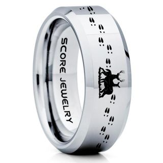 Buck and Doe Ring, Buck and Doe Wedding Ring, Silver Tungsten Ring, Silver Wedding Band, Buck and Doe Wedding Band, Buck and Doe Band, Hunting Wedding Band