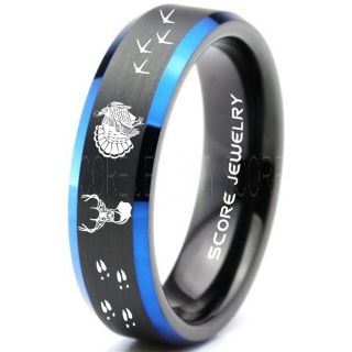 Wild Turkey Ring, Turkey Tracks Rings, Deer Hunting Ring, Fishing Ring, Black Tungsten Ring, Black Wedding Band, Hunting Ring, Deer Hunting Wedding Band, Deer Tracks Ring