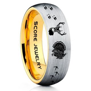 Wild Turkey Ring, Turkey Tracks Rings, Deer Hunting Ring, Fishing Ring, Silver Tungsten Ring, Silver Wedding Band, Hunting Ring, Deer Hunting Wedding Band, Deer Tracks Ring