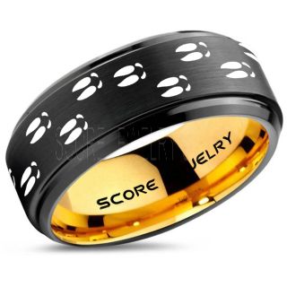 Deer Hunting Ring, Deer Hunting Wedding Ring, Deer Wedding Band, Deer Tracks Ring, Deer Tracks Black Tungsten Ring, Black Wedding Band, Hunting Ring, Outdoorsman Wedding Band
