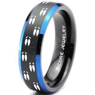 Deer Hunting Ring, Deer Hunting Wedding Ring, Deer Wedding Band, Deer Tracks Ring, Deer Tracks Black Tungsten Ring, Black Wedding Band, Hunting Ring, Outdoorsman Wedding Band