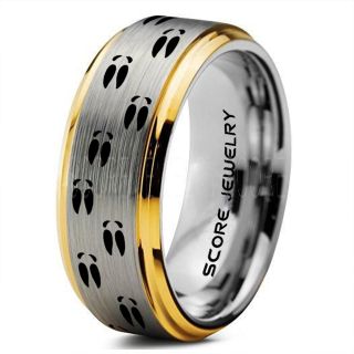 Deer Ring, Deer Wedding Ring, Deer Wedding Band, Deer Tracks Ring, Deer Tracks Silver Tungsten Ring, Silver Wedding Band, Hunting Ring, Outdoorsman Wedding Band