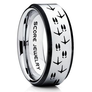 Wild Turkey Ring, Turkey Tracks Rings, Deer Hunting Ring, Fishing Ring, Silver Tungsten Ring, Silver Wedding Band, Hunting Ring, Deer Hunting Wedding Band, Deer Tracks Ring