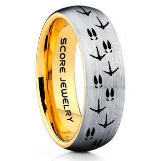 Wild Turkey Ring, Turkey Tracks Rings, Deer Hunting Ring, Fishing Ring, Silver Tungsten Ring, Silver Wedding Band, Hunting Ring, Deer Hunting Wedding Band, Deer Tracks Ring