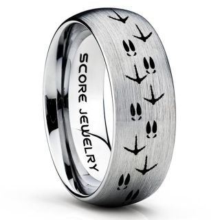 Wild Turkey Ring, Turkey Tracks Rings, Deer Hunting Ring, Fishing Ring, Silver Tungsten Ring, Silver Wedding Band, Hunting Ring, Deer Hunting Wedding Band, Deer Tracks Ring