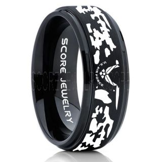 United States Air Force Ring, Camo Ring, Camouflage Ring, Military Ring, Black Air Force Ring, Black Wedding Band, Black Wedding Ring, Military Wedding Band, Army Wedding Ring