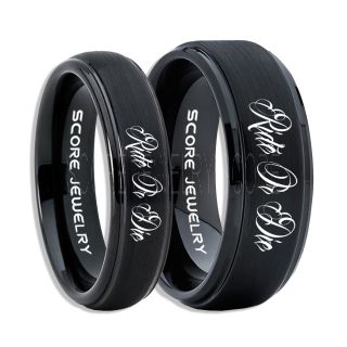 Ride Or Die Rings, Ride Or Die Wedding Rings, Ride Or Die Wedding Bands, Ride Or Die Jewelry, Black Tungsten Wedding Ring, Black Tungsten Rings