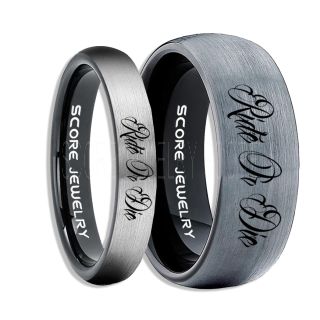 Ride Or Die Rings, Ride Or Die Wedding Rings, Ride Or Die Wedding Bands, Ride Or Die Jewelry, Black Tungsten Wedding Ring, Black Tungsten Rings