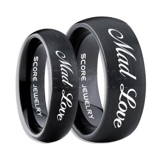 Mad Love Rings, Mad Love Wedding Rings, Mad Love Wedding Bands, Mad Love Jewelry, Black Tungsten Wedding Ring, Black Tungsten Rings