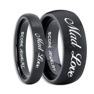 Mad Love Rings, Mad Love Wedding Rings, Mad Love Wedding Bands, Mad Love Jewelry, Black Tungsten Wedding Ring, Black Tungsten Rings