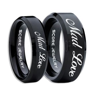 Mad Love Rings, Mad Love Wedding Rings, Mad Love Wedding Bands, Mad Love Jewelry, Black Tungsten Wedding Ring, Black Tungsten Rings