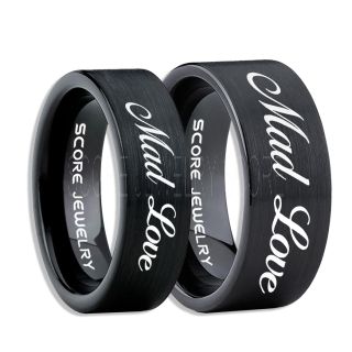 Mad Love Rings, Mad Love Wedding Rings, Mad Love Wedding Bands, Mad Love Jewelry, Black Tungsten Wedding Ring, Black Tungsten Rings