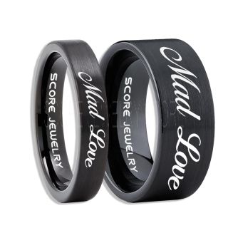 Mad Love Rings, Mad Love Wedding Rings, Mad Love Wedding Bands, Mad Love Jewelry, Black Tungsten Wedding Ring, Black Tungsten Rings