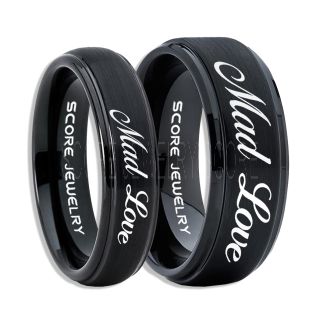 Mad Love Rings, Mad Love Wedding Rings, Mad Love Wedding Bands, Mad Love Jewelry, Black Tungsten Wedding Ring, Black Tungsten Rings