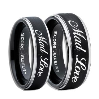 Mad Love Rings, Mad Love Wedding Rings, Mad Love Wedding Bands, Mad Love Jewelry, Black Tungsten Wedding Ring, Black Tungsten Rings