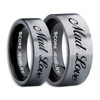 Mad Love Rings, Mad Love Wedding Rings, Mad Love Wedding Bands, Mad Love Jewelry, Black Tungsten Wedding Ring, Black Tungsten Rings