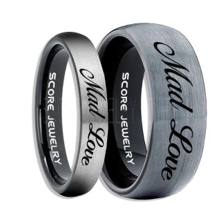 Mad Love Rings, Mad Love Wedding Rings, Mad Love Wedding Bands, Mad Love Jewelry, Black Tungsten Wedding Ring, Black Tungsten Rings