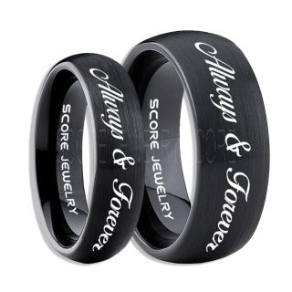 Always and Forever Rings, Always and Forever Wedding Rings, Always and Forever Wedding Bands, Always and Forever Jewelry, Black Tungsten Wedding Ring, Black Tungsten Rings