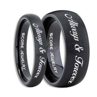 Always and Forever Rings, Always and Forever Wedding Rings, Always and Forever Wedding Bands, Always and Forever Jewelry, Black Tungsten Wedding Ring, Black Tungsten Rings