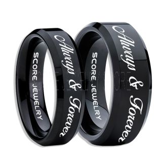 Always and Forever Rings, Always and Forever Wedding Rings, Always and Forever Wedding Bands, Always and Forever Jewelry, Black Tungsten Wedding Ring, Black Tungsten Rings