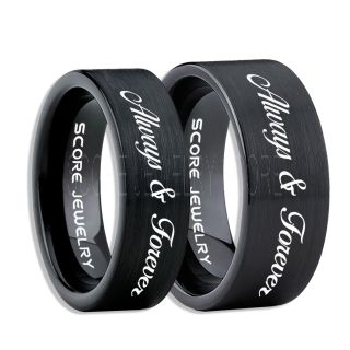 Always and Forever Rings, Always and Forever Wedding Rings, Always and Forever Wedding Bands, Always and Forever Jewelry, Black Tungsten Wedding Ring, Black Tungsten Rings