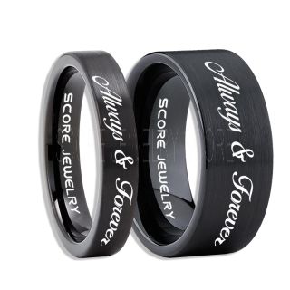 Always and Forever Rings, Always and Forever Wedding Rings, Always and Forever Wedding Bands, Always and Forever Jewelry, Black Tungsten Wedding Ring, Black Tungsten Rings