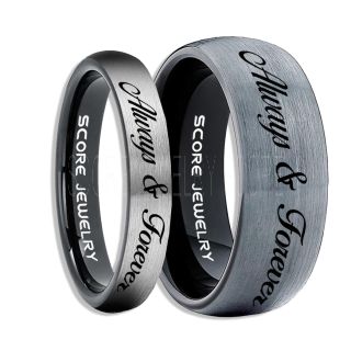Always and Forever Rings, Always and Forever Wedding Rings, Always and Forever Wedding Bands, Always and Forever Jewelry, Black Tungsten Wedding Ring, Black Tungsten Rings