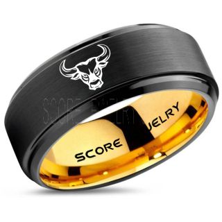 Bull Ring, Taurus Ring, Cattle Ring, Black Bull Tungsten Ring, Black Bull Tungsten Band, Bull Tungsten Wedding Ring, Black Wedding Ring