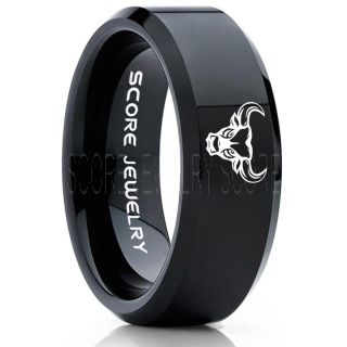 Bull Ring, Taurus Ring, Cattle Ring, Black Bull Tungsten Ring, Black Bull Tungsten Band, Bull Tungsten Wedding Ring, Black Wedding Ring