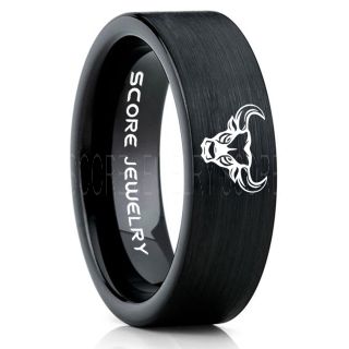 Bull Ring, Taurus Ring, Cattle Ring, Black Bull Tungsten Ring, Black Bull Tungsten Band, Bull Tungsten Wedding Ring, Black Wedding Ring