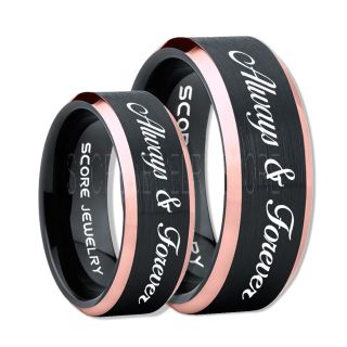 Always and Forever Rings, Always and Forever Wedding Rings, Always and Forever Wedding Bands, Always and Forever Jewelry, Black Tungsten Wedding Ring, Black Tungsten Rings