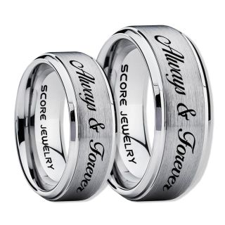 Always and Forever Rings, Always and Forever Wedding Rings, Always and Forever Wedding Bands, Always and Forever Jewelry, Silver Tungsten Wedding Ring, Silver Tungsten Rings