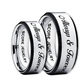 Always and Forever Rings, Always and Forever Wedding Rings, Always and Forever Wedding Bands, Always and Forever Jewelry, Silver Tungsten Wedding Ring, Silver Tungsten Rings