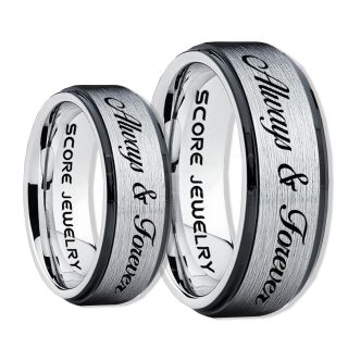 Always and Forever Rings, Always and Forever Wedding Rings, Always and Forever Wedding Bands, Always and Forever Jewelry, Silver Tungsten Wedding Ring, Silver Tungsten Rings