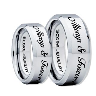 Always and Forever Rings, Always and Forever Wedding Rings, Always and Forever Wedding Bands, Always and Forever Jewelry, Silver Tungsten Wedding Ring, Silver Tungsten Rings