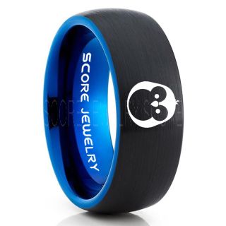 Penguin Ring, Penguins Ring, Baby Penguin Ring, Black Tungsten Ring, Black Tungsten Band, Tungsten Wedding Ring, Penguin Couples Ring, Black Wedding Ring