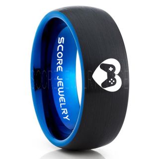 Controller Heart Ring, Gamer Ring, Black Gamer Wedding Ring, Black Tungsten Gamer Wedding Band, Black Tungsten Ring, Black Wedding Band, Gamer Jewelry