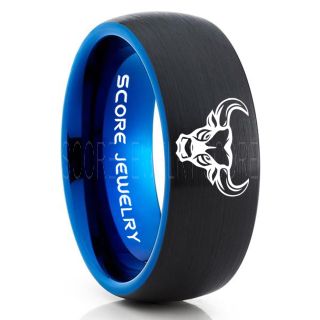 Bull Ring, Taurus Ring, Cattle Ring, Black Bull Tungsten Ring, Black Bull Tungsten Band, Bull Tungsten Wedding Ring, Black Wedding Ring