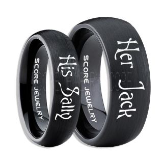 Jack and Sally Rings, Jack and Sally Wedding Bands, Black Tungsten Rings, Black Tungsten Wedding Bands, Jack and Sally Wedding Rings