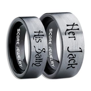 Jack and Sally Rings, Jack and Sally Wedding Bands, Black Tungsten Rings, Black Tungsten Wedding Bands, Jack and Sally Wedding Rings