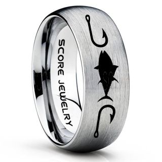 Tuna Ring, Bluefin Tuna Ring, Tuna Jewelry, Fishing Ring, Fish Hook Ring, Black Tungsten Ring, Black Wedding Band, Hunting Ring, Fish Hooks Wedding band